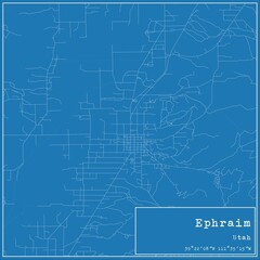 Blueprint US city map of Ephraim, Utah.