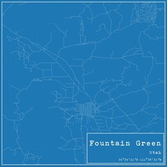 Blueprint US city map of Fountain Green, Utah.