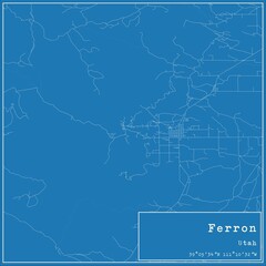 Obraz premium Blueprint US city map of Ferron, Utah.