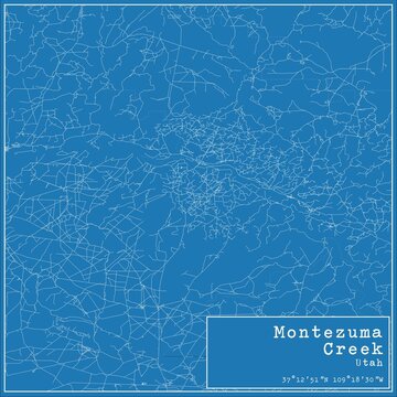 Blueprint US city map of Montezuma Creek, Utah.
