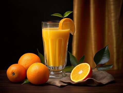 Fresh Orange Juice with Slice - AI Generated