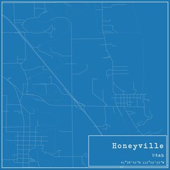 Blueprint US city map of Honeyville, Utah.