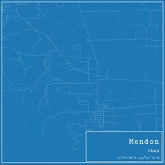 Blueprint US city map of Mendon, Utah.