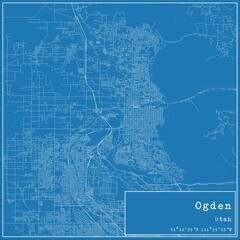 Blueprint US city map of Ogden, Utah.