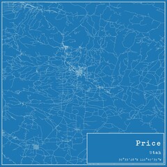 Blueprint US city map of Price, Utah.