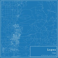 Blueprint US city map of Logan, Utah.