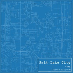 Blueprint US city map of Salt Lake City, Utah.