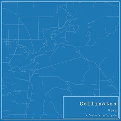 Blueprint US city map of Collinston, Utah.