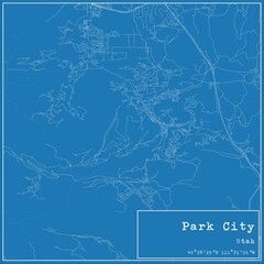 Blueprint US city map of Park City, Utah.
