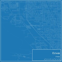 Fototapeta premium Blueprint US city map of Orem, Utah.