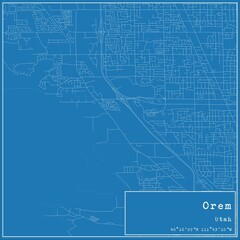 Blueprint US city map of Orem, Utah.