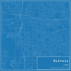Blueprint US city map of Midvale, Utah.
