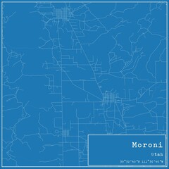 Blueprint US city map of Moroni, Utah.