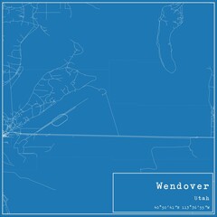 Blueprint US city map of Wendover, Utah.