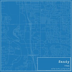 Blueprint US city map of Sandy, Utah.