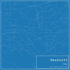 Fototapeta premium Blueprint US city map of Randlett, Utah.