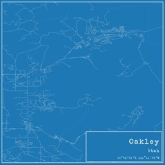 Blueprint US city map of Oakley, Utah.