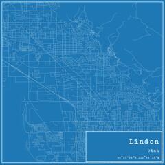 Blueprint US city map of Lindon, Utah.