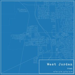 Blueprint US city map of West Jordan, Utah.