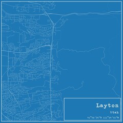 Blueprint US city map of Layton, Utah.