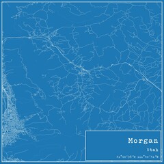 Blueprint US city map of Morgan, Utah.