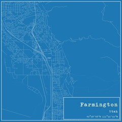 Blueprint US city map of Farmington, Utah.