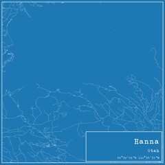 Blueprint US city map of Hanna, Utah.