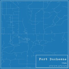 Obraz premium Blueprint US city map of Fort Duchesne, Utah.