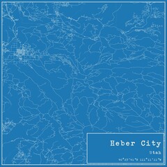 Blueprint US city map of Heber City, Utah.