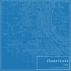 Blueprint US city map of Clearfield, Utah.