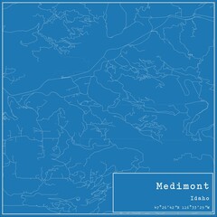 Blueprint US city map of Medimont, Idaho.