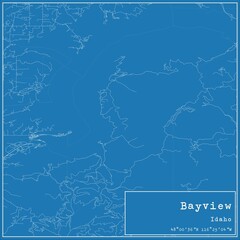 Fototapeta premium Blueprint US city map of Bayview, Idaho.