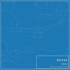 Fototapeta premium Blueprint US city map of Dover, Idaho.