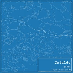Blueprint US city map of Cataldo, Idaho.