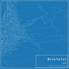 Blueprint US city map of Bountiful, Utah.