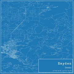 Blueprint US city map of Hayden, Idaho.
