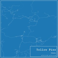 Blueprint US city map of Yellow Pine, Idaho.
