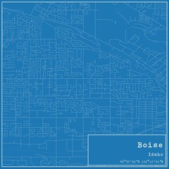 Blueprint US city map of Boise, Idaho.