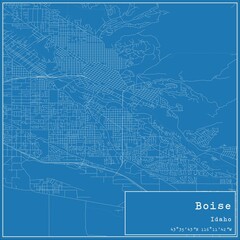 Blueprint US city map of Boise, Idaho.