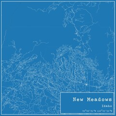 Blueprint US city map of New Meadows, Idaho.