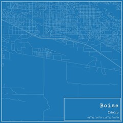 Blueprint US city map of Boise, Idaho.