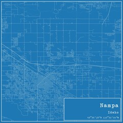 Naklejka premium Blueprint US city map of Nampa, Idaho.