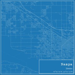 Blueprint US city map of Nampa, Idaho.