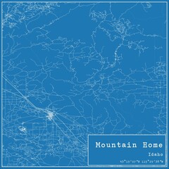 Blueprint US city map of Mountain Home, Idaho.