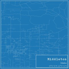 Blueprint US city map of Middleton, Idaho.