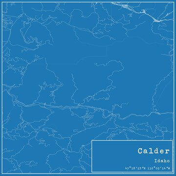 Blueprint US city map of Calder, Idaho.