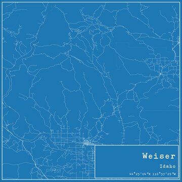 Blueprint US city map of Weiser, Idaho.