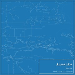 Fototapeta premium Blueprint US city map of Ahsahka, Idaho.