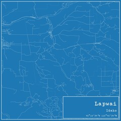 Blueprint US city map of Lapwai, Idaho.