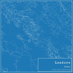 Blueprint US city map of Leadore, Idaho.